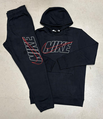 Nike Black/Red Swoosh Tracksuit