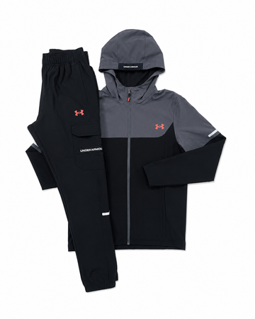 Under Armour Black & Grey Tracksuit Set with Coral Logo