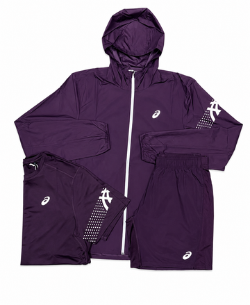 Asics Purple 3 Piece Jacket/Tee/Short Set
